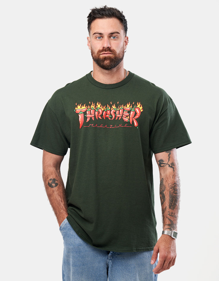 Thrasher Fuego T-Shirt - Forest Green