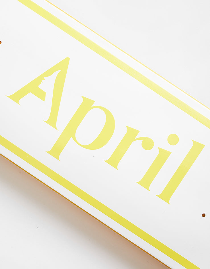 April OG Logo 'TWIN' Yellow White Skateboard Deck - 8.5"
