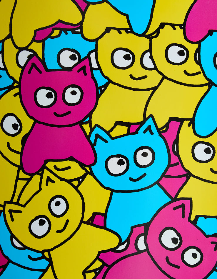 Meow CMYK Sticker Pile Complete Skateboard - 7.75"