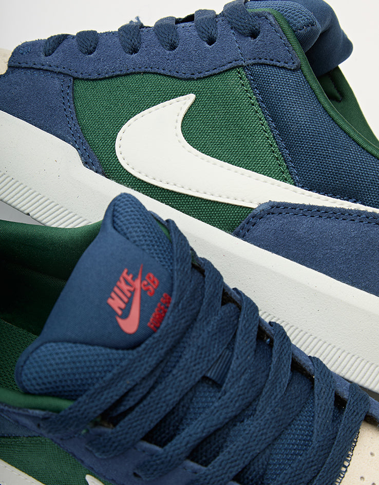 Nike SB Force 58 Skate Shoes - Navy/Summit White-Noble Green-White