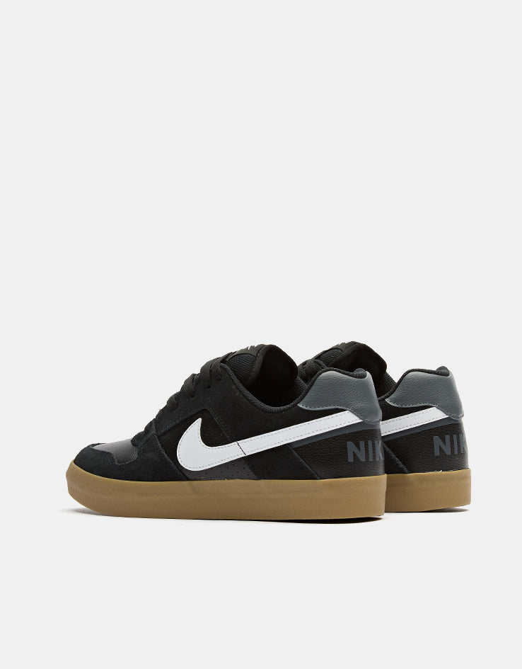 Nike SB Delta Force Vulc Skate Shoes - Black/White-Gum Light Brown-Dark Grey