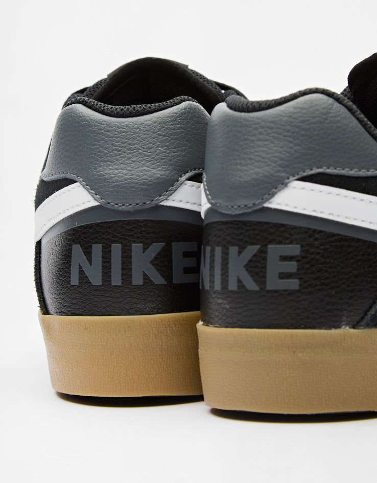 Nike SB Delta Force Vulc Skate Shoes - Black/White-Gum Light Brown-Dark Grey