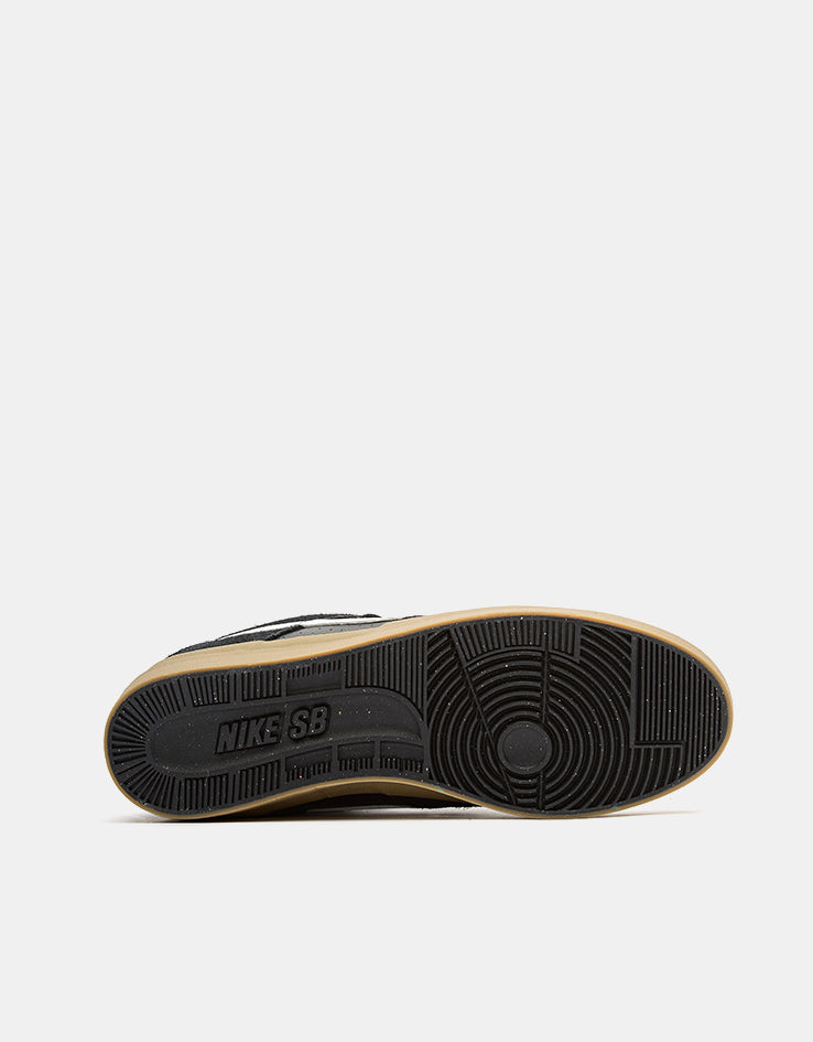 Nike SB Delta Force Vulc Skate Shoes - Black/White-Gum Light Brown-Dark Grey