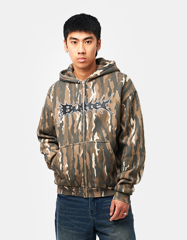 Butter Goods Nail Logo Zip-Thru Hoodie - Frog Camo