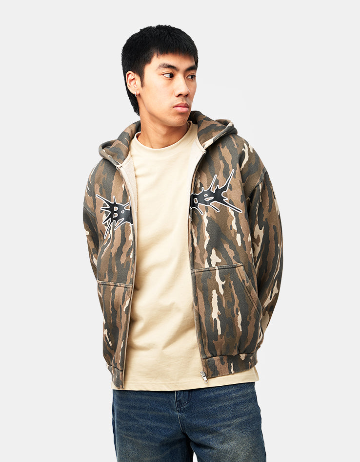 Butter Goods Nail Logo Zip-Thru Hoodie - Frog Camo