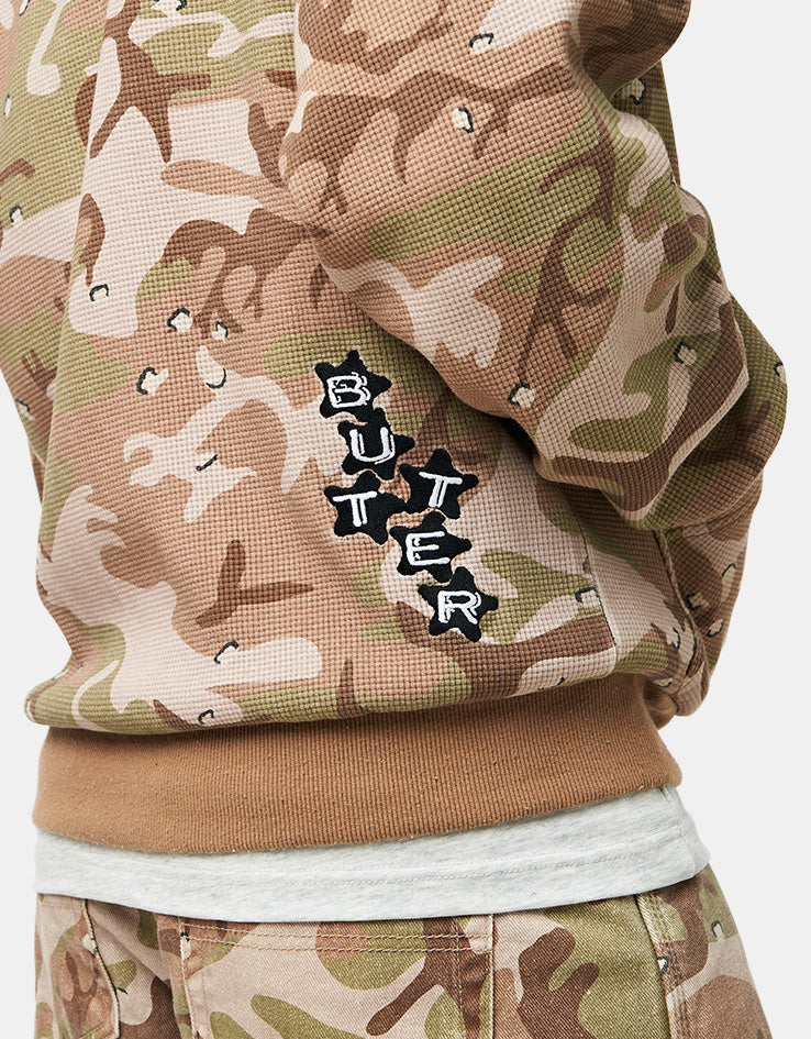 Butter Goods Stars Waffle Zip-Thru Hoodie - Desert Camo