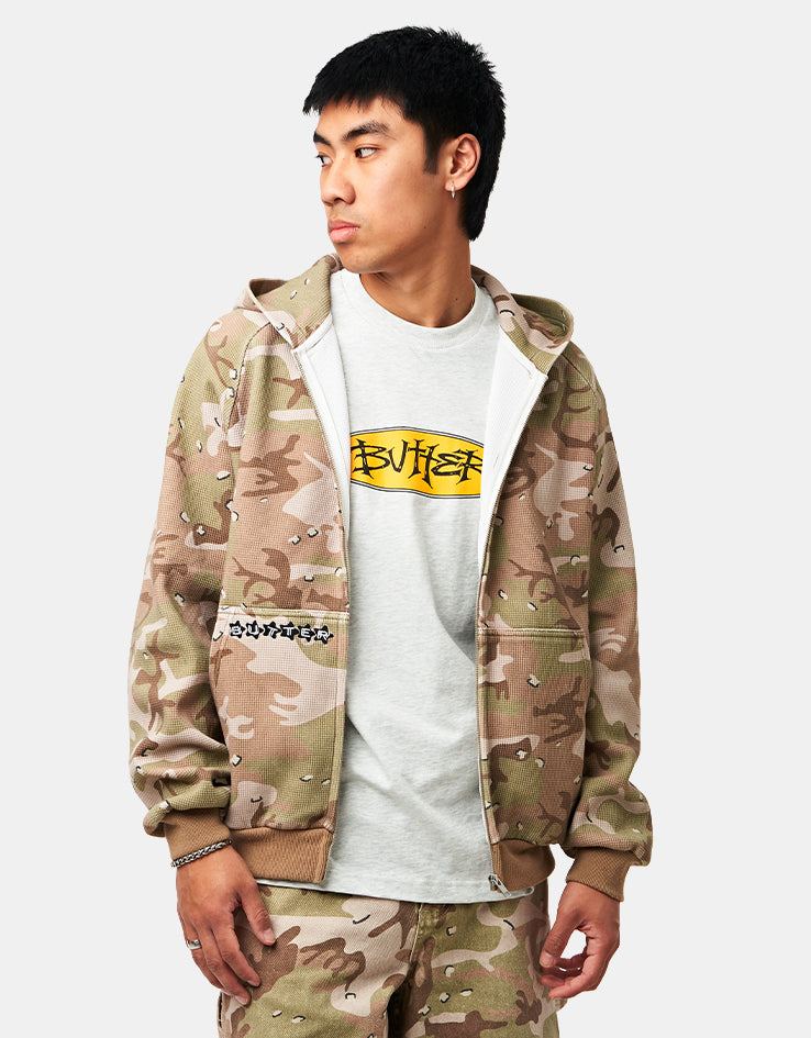 Butter Goods Stars Waffle Zip-Thru Hoodie - Desert Camo