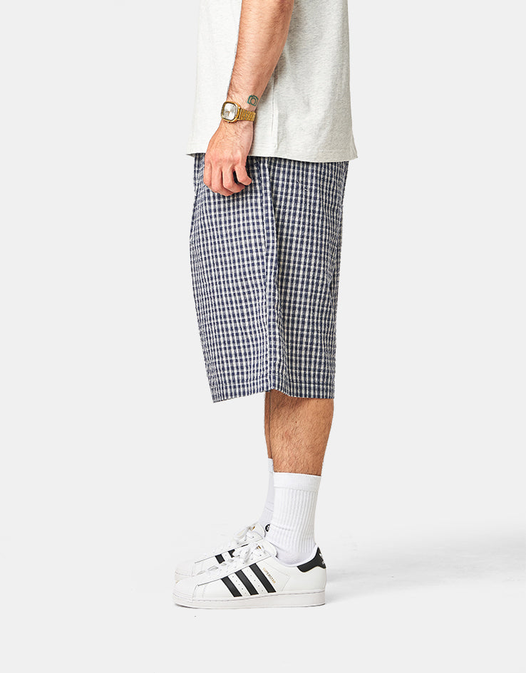 Butter Goods Pleated Shorts - Navy Plaid