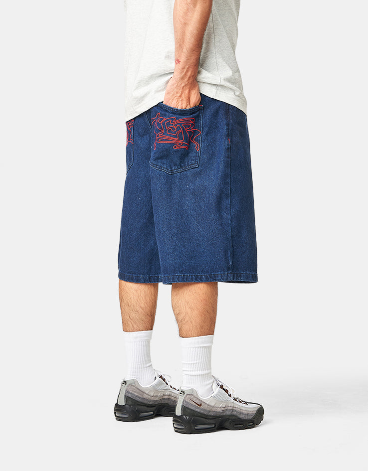 Butter Goods Drummer Baggy Denim Shorts - Raw Dark Indigo