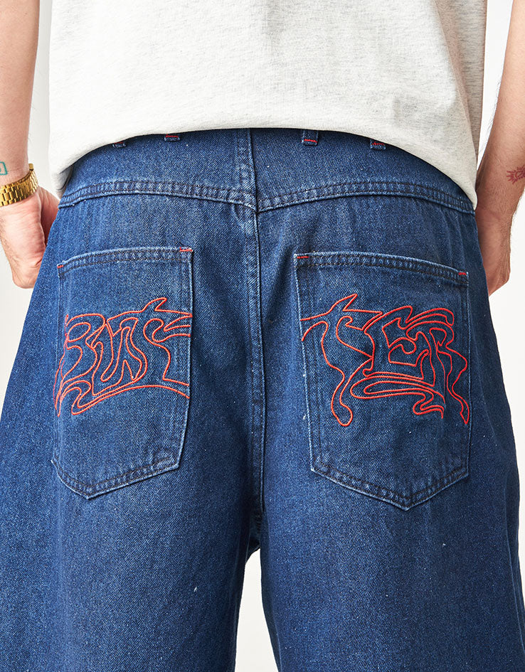 Butter Goods Drummer Baggy Denim Shorts - Raw Dark Indigo