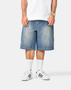 Butter Goods Drummer Baggy Denim Shorts - Stone Wash Blue
