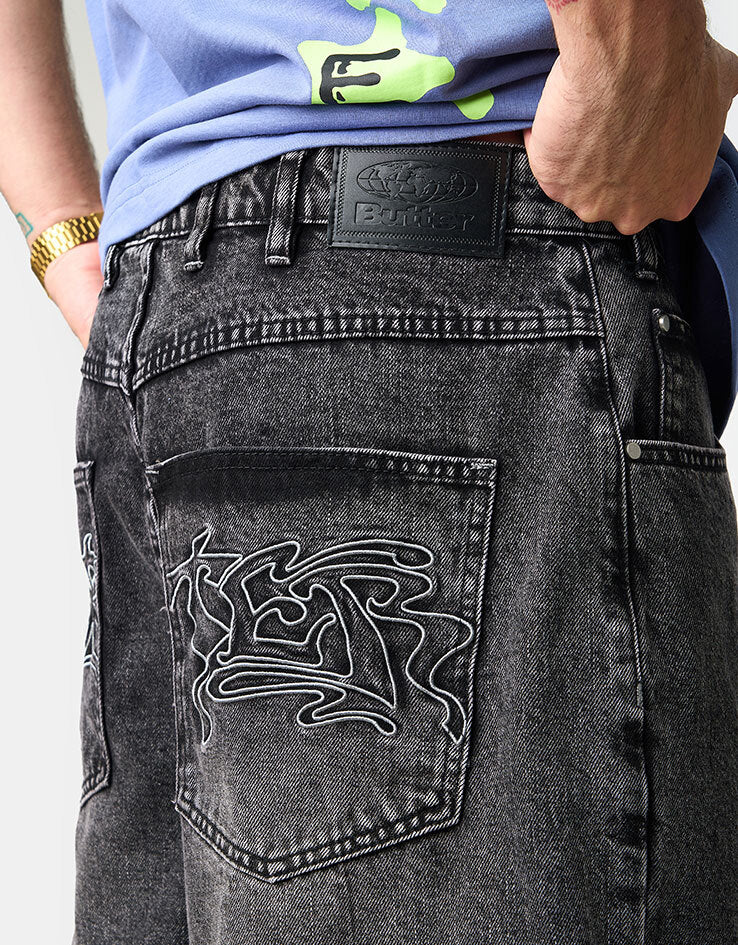 Butter Goods Drummer Baggy Denim Shorts - Shorts Streaky Black