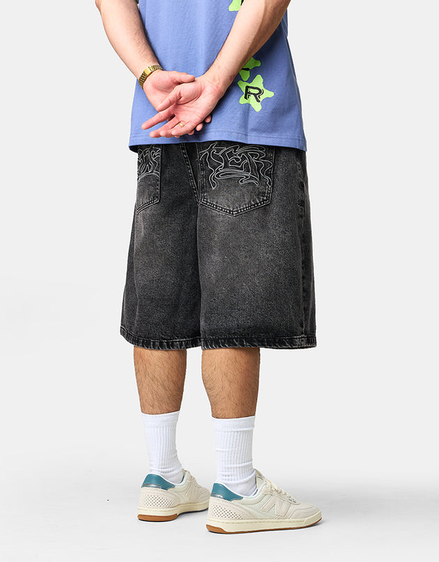 Butter Goods Drummer Baggy Denim Shorts - Shorts Streaky Black