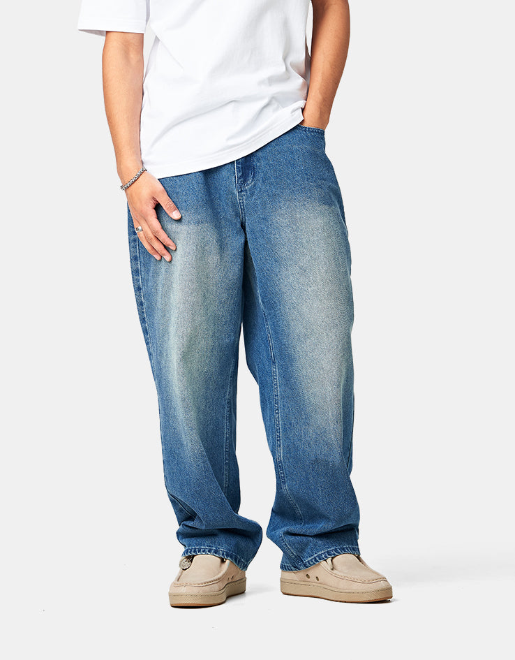 Butter Goods Drummer Baggy Denim Jeans - Stone Wash Blue