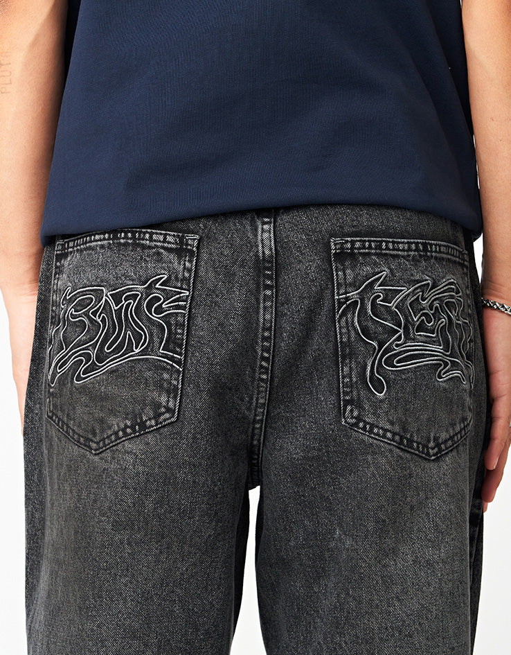 Butter Goods Drummer Baggy Denim Jeans - Streaky Black