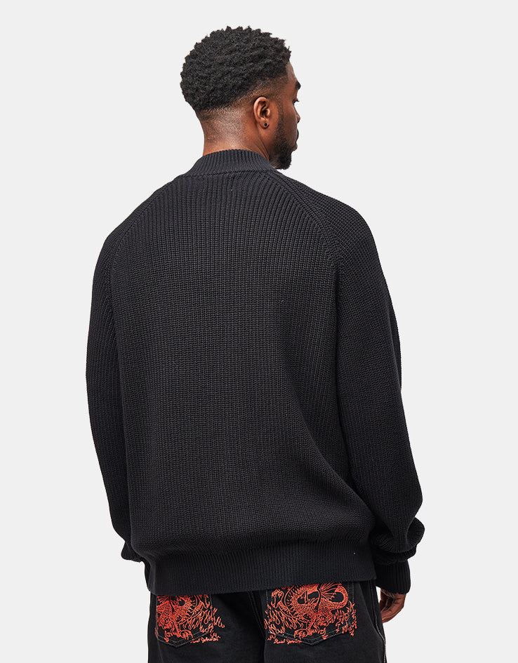 Butter Goods x Daniel Johnston Dragon Knit Zip-Thru Sweater - Black/Red