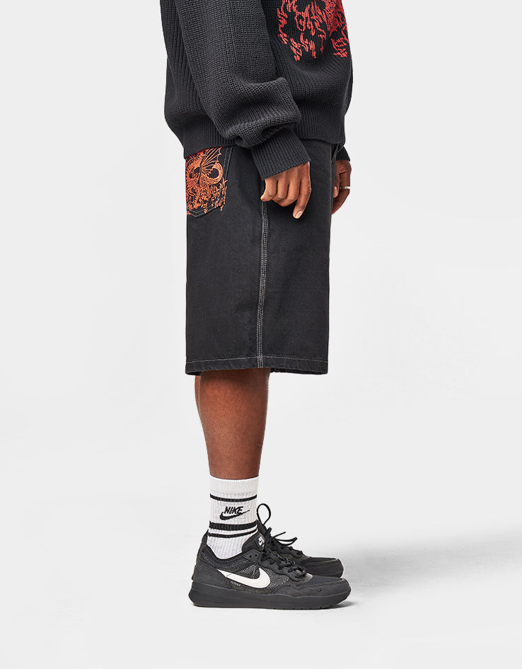 Butter Goods x Daniel Johnston Dragon Denim Shorts - Washed Black