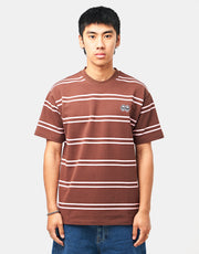 Krooked Eyes Stripe T-Shirt - Brown/Pink/ Pink/Black