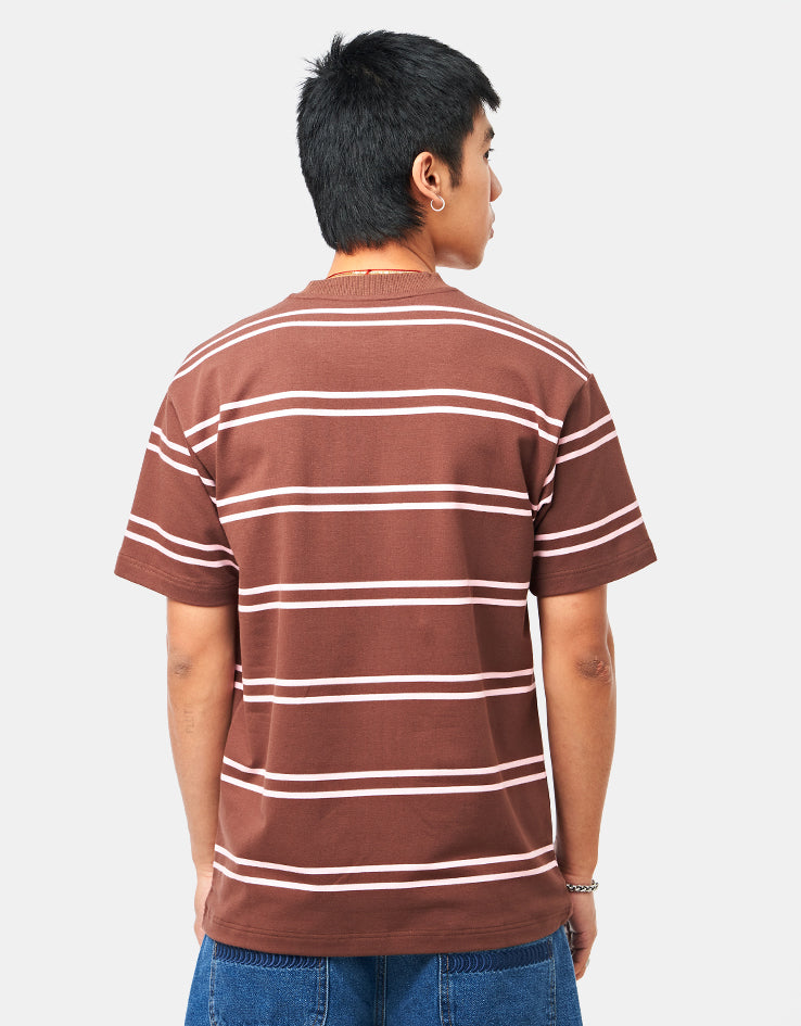 Krooked Eyes Stripe T-Shirt - Brown/Pink/ Pink/Black