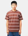 Krooked Eyes Stripe T-Shirt - Brown/Pink/ Pink/Black