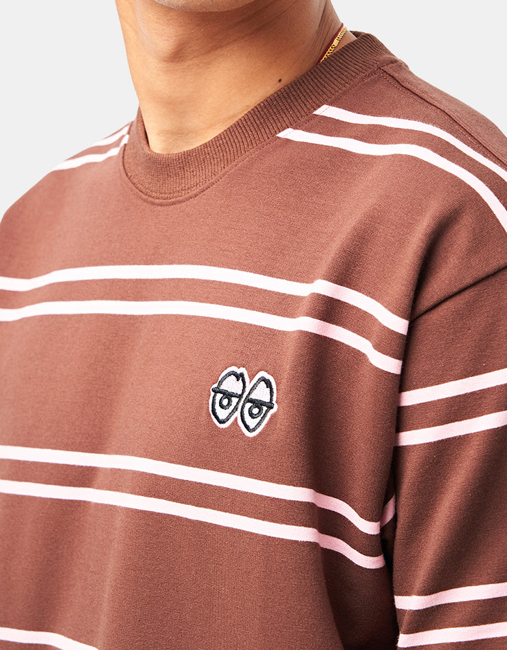 Krooked Eyes Stripe T-Shirt - Brown/Pink/ Pink/Black