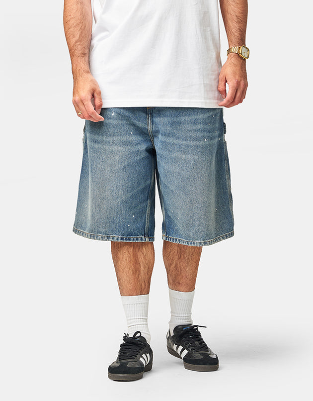 Carhartt WIP OG Single Knee Shorts - Blue (Destroy Wash/Splatter)