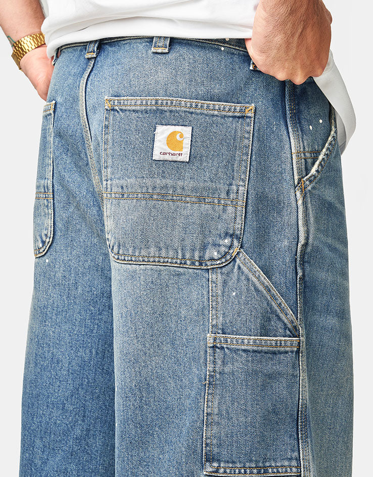 Carhartt WIP OG Single Knee Shorts - Blue (Destroy Wash/Splatter)