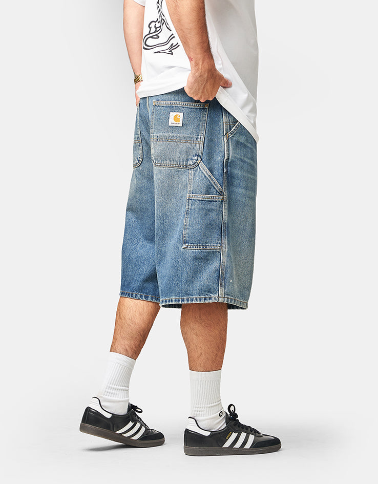 Carhartt WIP OG Single Knee Shorts - Blue (Destroy Wash/Splatter)