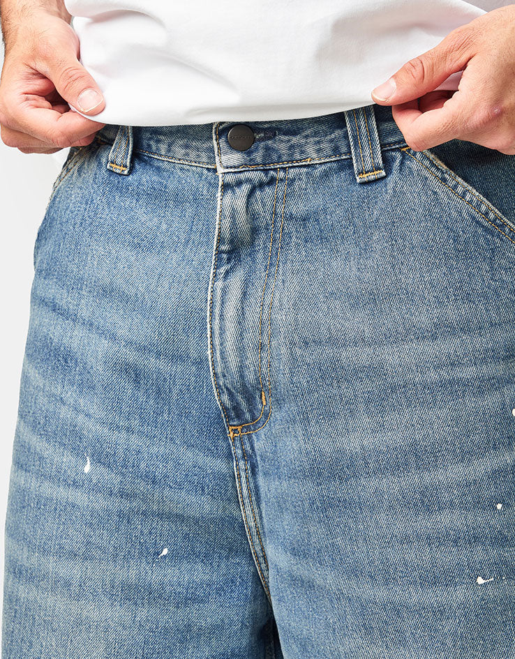 Carhartt WIP OG Single Knee Shorts - Blue (Destroy Wash/Splatter)