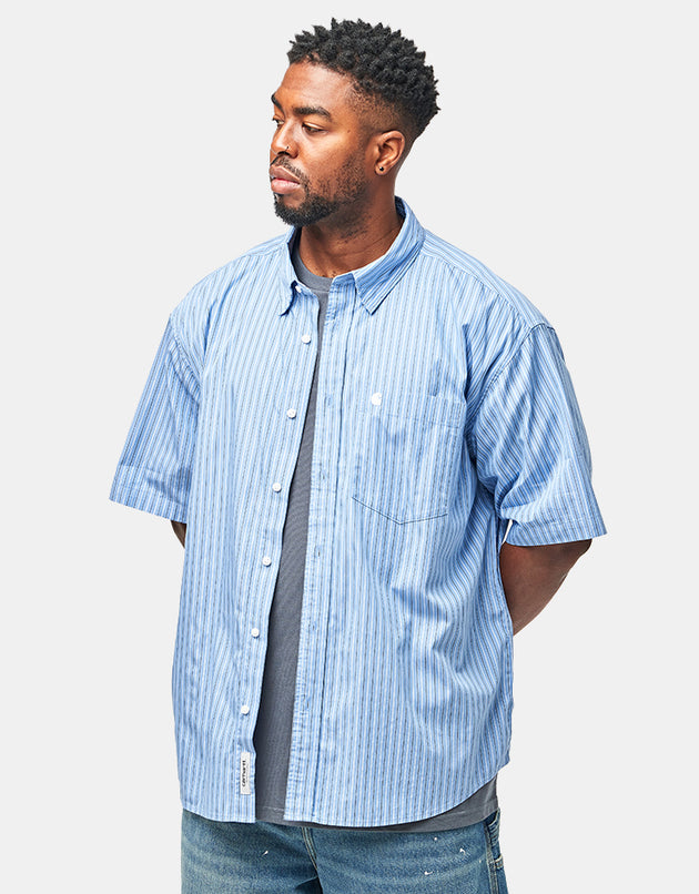 Carhartt WIP S/S Keene Shirt - Keene Stripe/Curacao