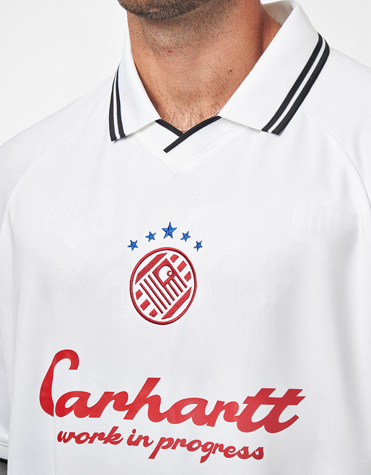 Carhartt WIP S/S Terrace Football T-Shirt - Heart Train Jacquard/White
