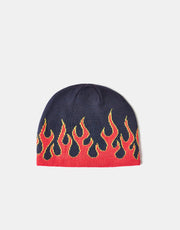 Route One Fuego Cuffless Beanie - Navy/Flaming Red/Blazing Yellow