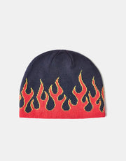 Route One Fuego Cuffless Beanie - Navy/Flaming Red/Blazing Yellow