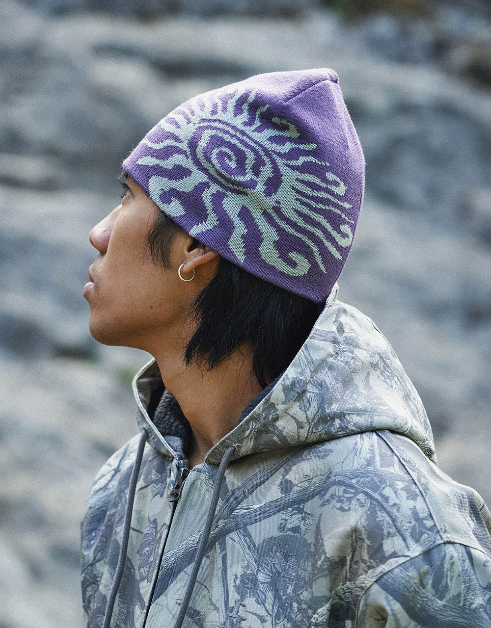 Route One Sun Dial Cuffless Beanie - Mystical Purple/Cinder