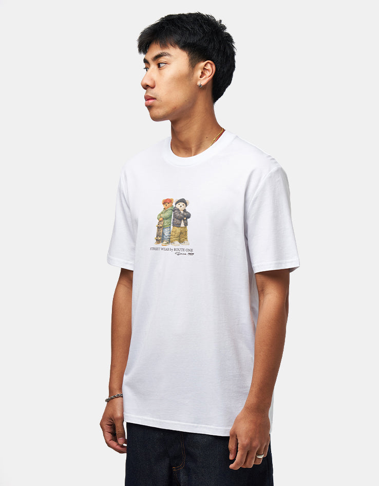Route One Bear Wear Organic T-Shirt - White