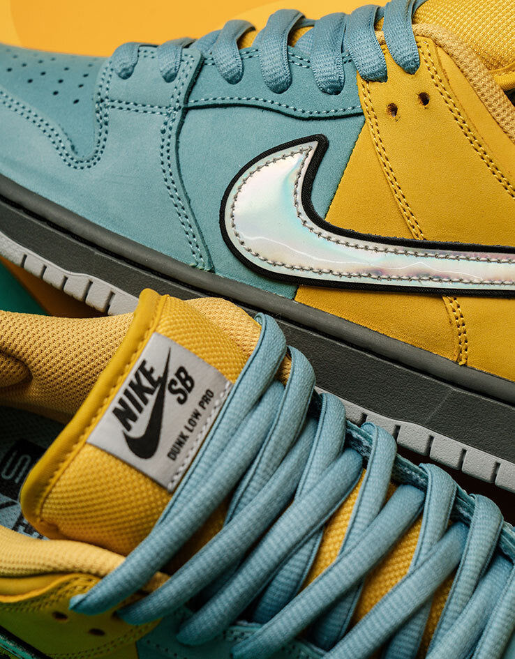 Nike SB Dunk Low Pro Skate Shoes - Lightning/Wolf Grey-Denim Turq