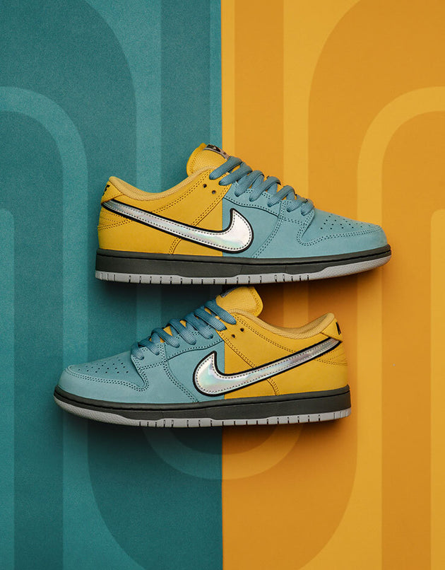 Nike SB Dunk Low Pro Skate Shoes - Lightning/Wolf Grey-Denim Turq