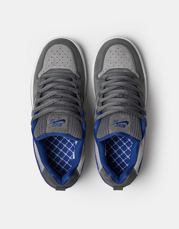 Nike SB Paul Rodriguez Zoom Air Low DG Skate Shoes - Flint Grey/Deep Royal Blue-Flint Grey