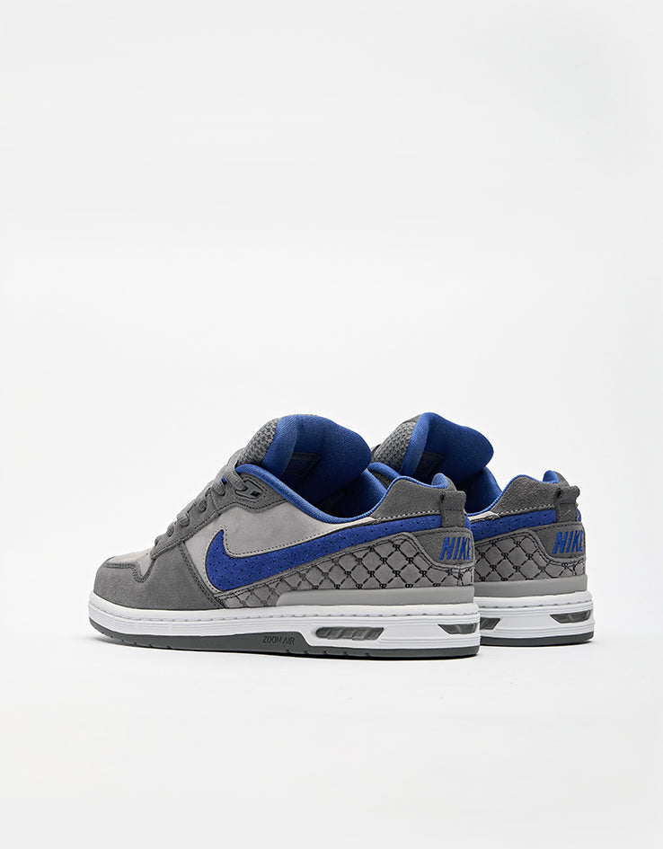 Nike SB Paul Rodriguez Zoom Air Low DG Skate Shoes - Flint Grey/Deep Royal Blue-Flint Grey