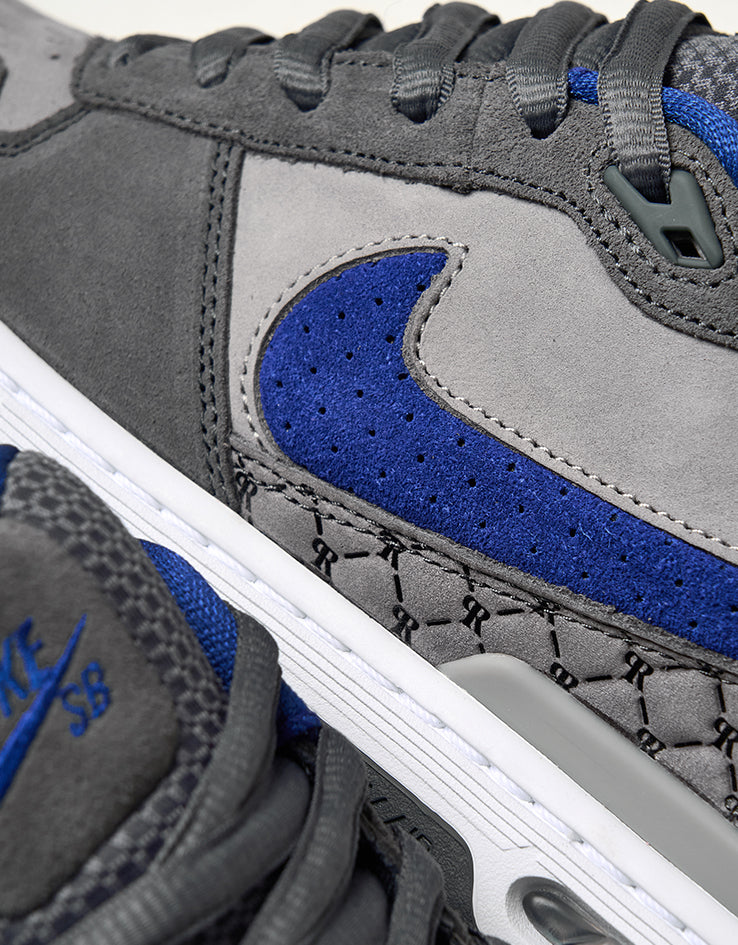 Nike SB Paul Rodriguez Zoom Air Low DG Skate Shoes - Flint Grey/Deep Royal Blue-Flint Grey
