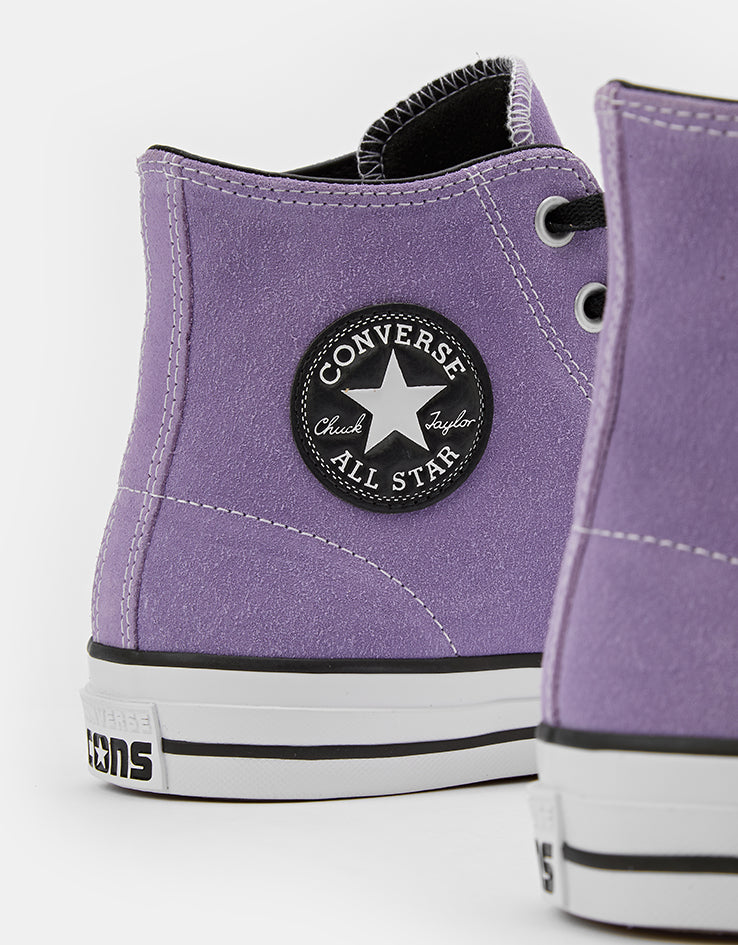 Converse CTAS Pro Suede Hi Skate Shoes - Lilac Soda/Black/White