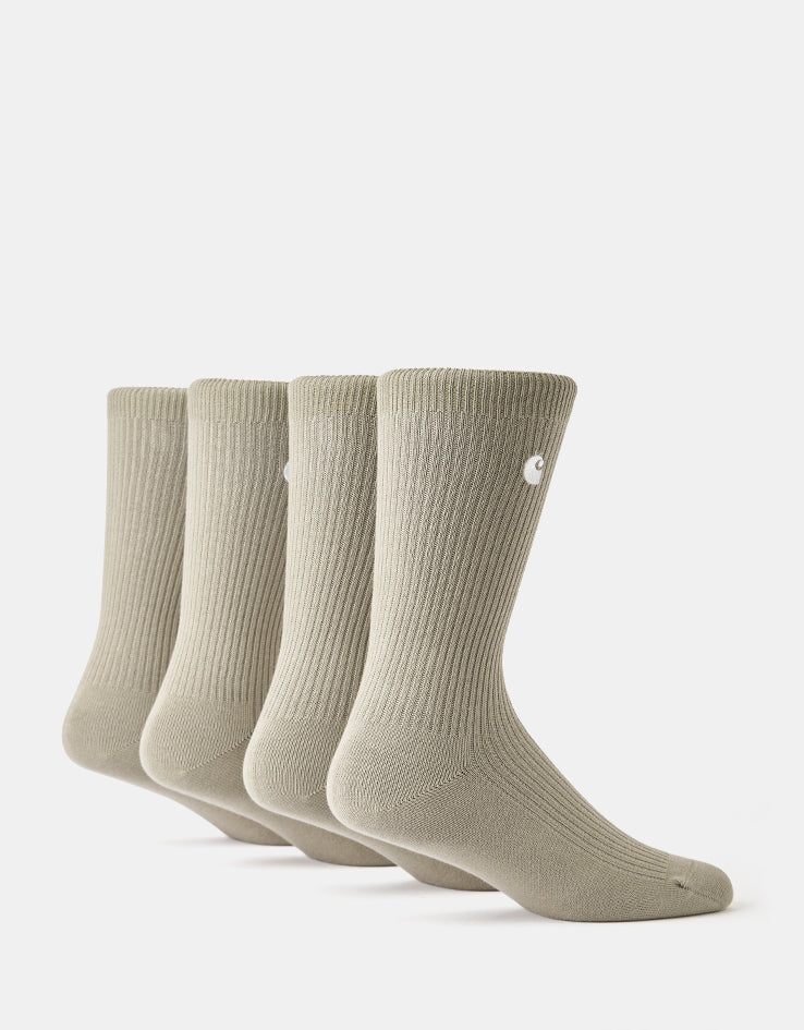 Carhartt WIP Madison 2 Pack Crew Socks - Shady Green/White/Shady Green