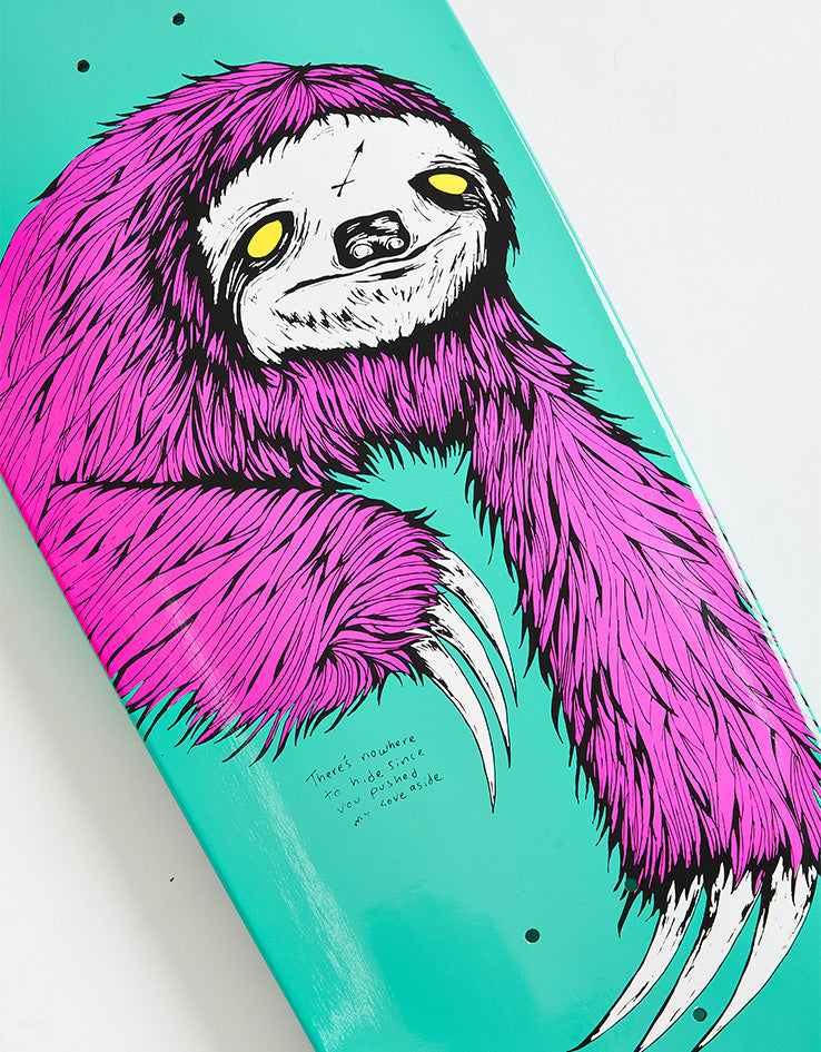 Welcome Sloth on Slappy Slap Skateboard Deck - 9.75"