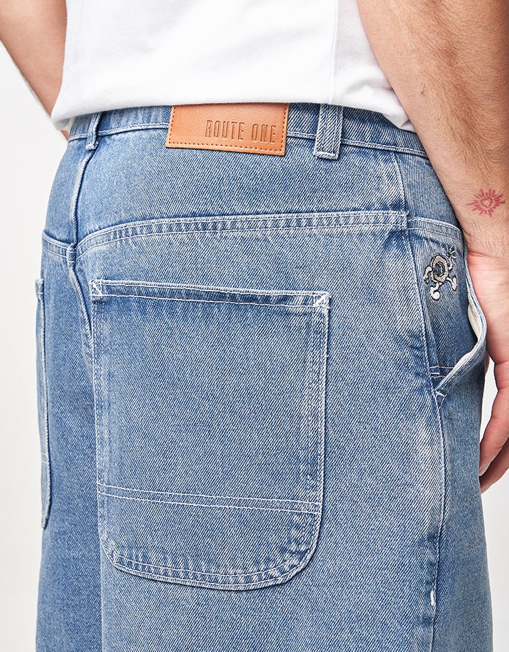 Route One Super Baggy XL Jorts - Washed Blue