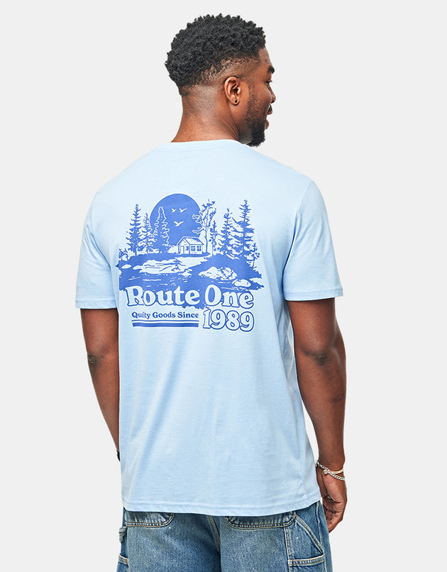 Route One Cabin Organic T-Shirt - Blue Soul