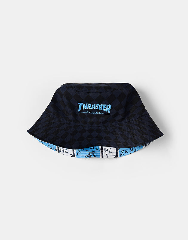 adidas x Thrasher x AFA Reversible Bucket Hat - Night Navy/Light Blue