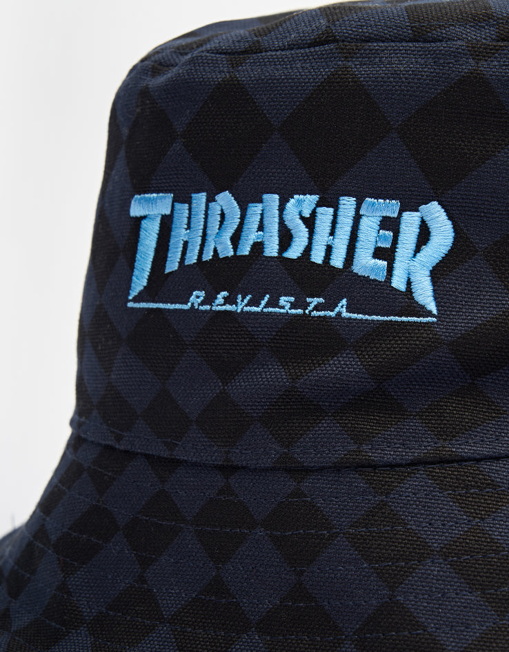 adidas x Thrasher x AFA Reversible Bucket Hat - Night Navy/Light Blue