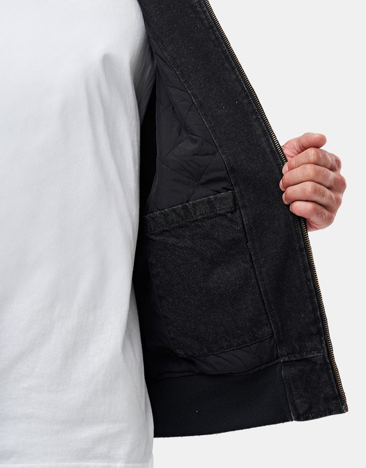 Dickies Hilham Lined Denim Hooded Bomber Jacket - Black Wash Faded