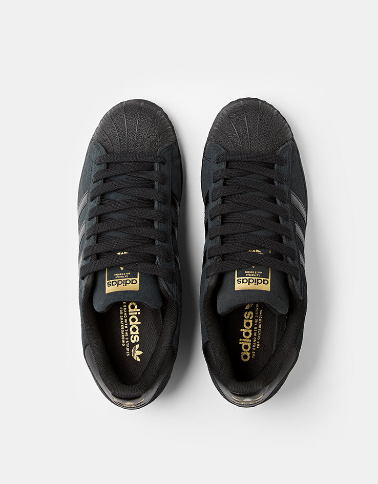 adidas Superstar ADV Skate Shoes - Core Black/Core Black/Gold Metallic