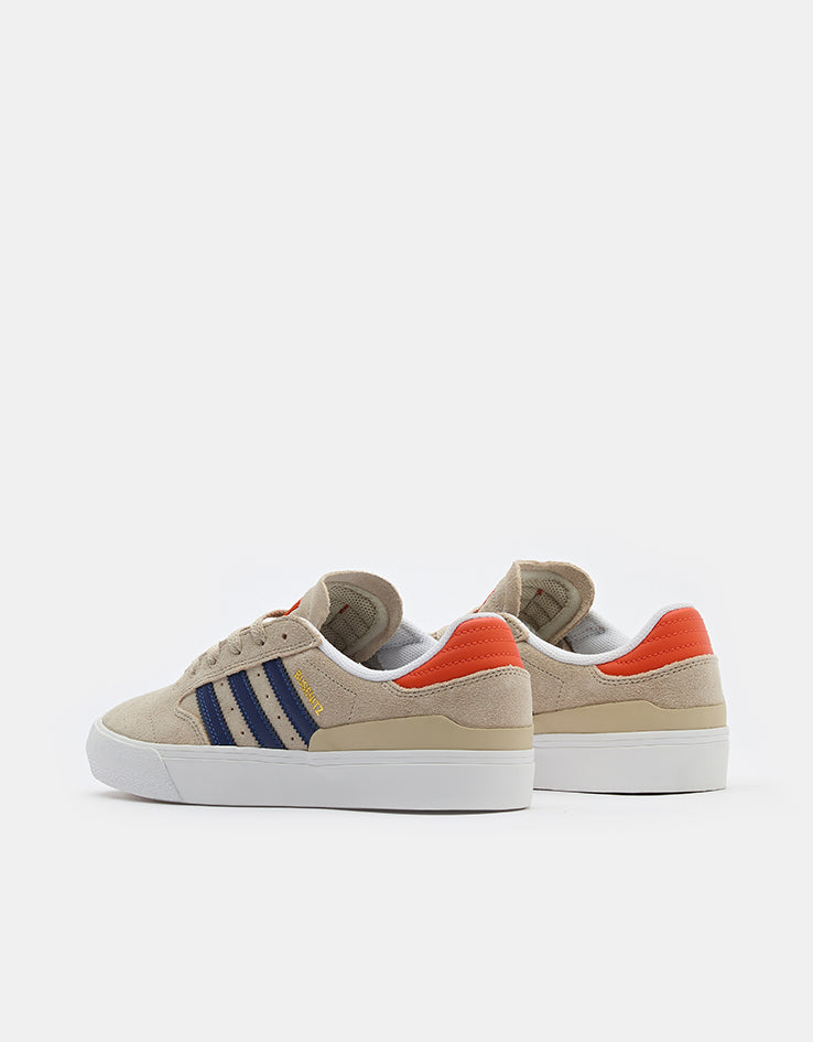 adidas Busenitz Vulc II Skate Shoes - Wonder Beige/Dark Blue/Collegiate Orange